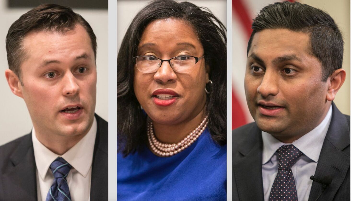 City Treasurer candidates, left to right, Peter Gariepy, Melissa Conyears-Ervin and Ameya Pawar. File Photos. | Rich Hein/Sun-Times